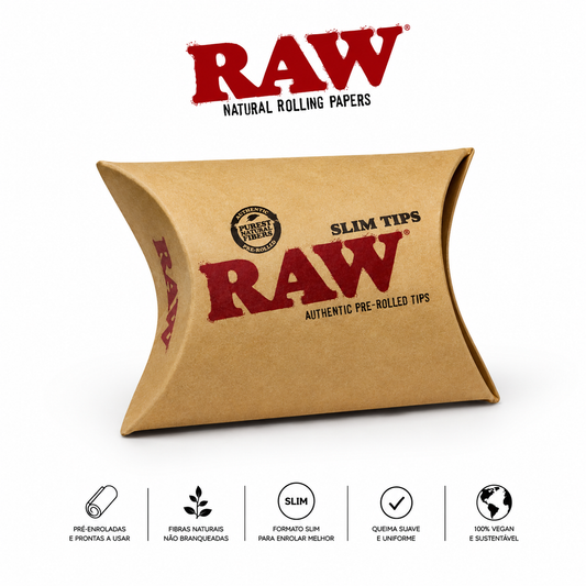 Filtros RAW Pré-Enrolados Slim — detalhe — CBDLegalPT