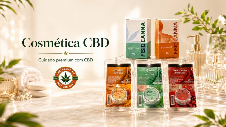 Cosmética CBD premium com cremes Fisiocanna e bálsamos labiais CBD da CBDLegalPT