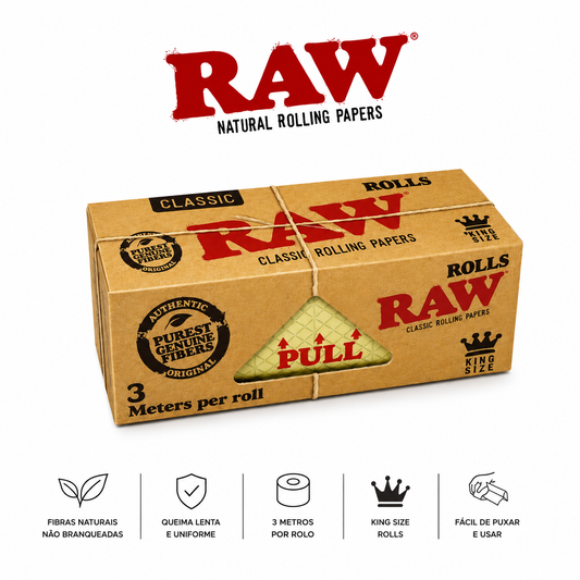 Mortalhas RAW em Rolo — papel fino premium — CBDLegalPT