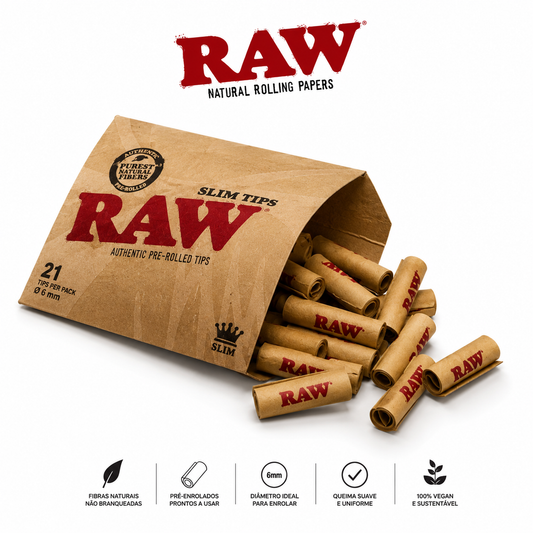 Filtros RAW Pré-Enrolados Slim — vista frontal — CBDLegalPT