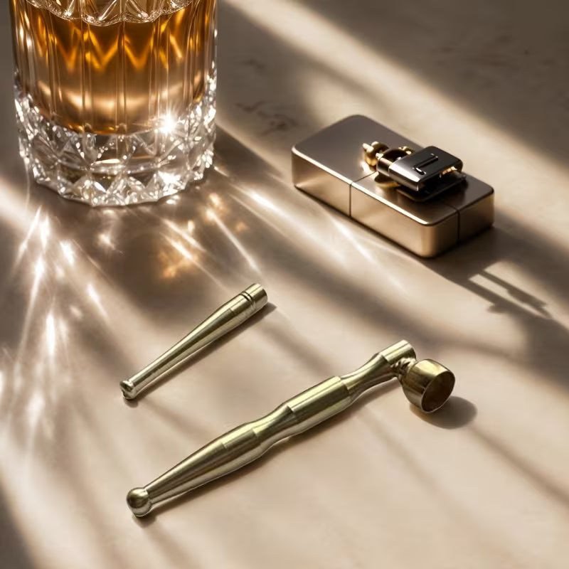 Cachimbo Gold dourado — vista frontal — CBDLegalPT