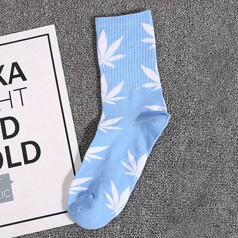 Par de Meias Folhas (Azuis com folhas em branco) - CBD Portugal - CBDLegalPT